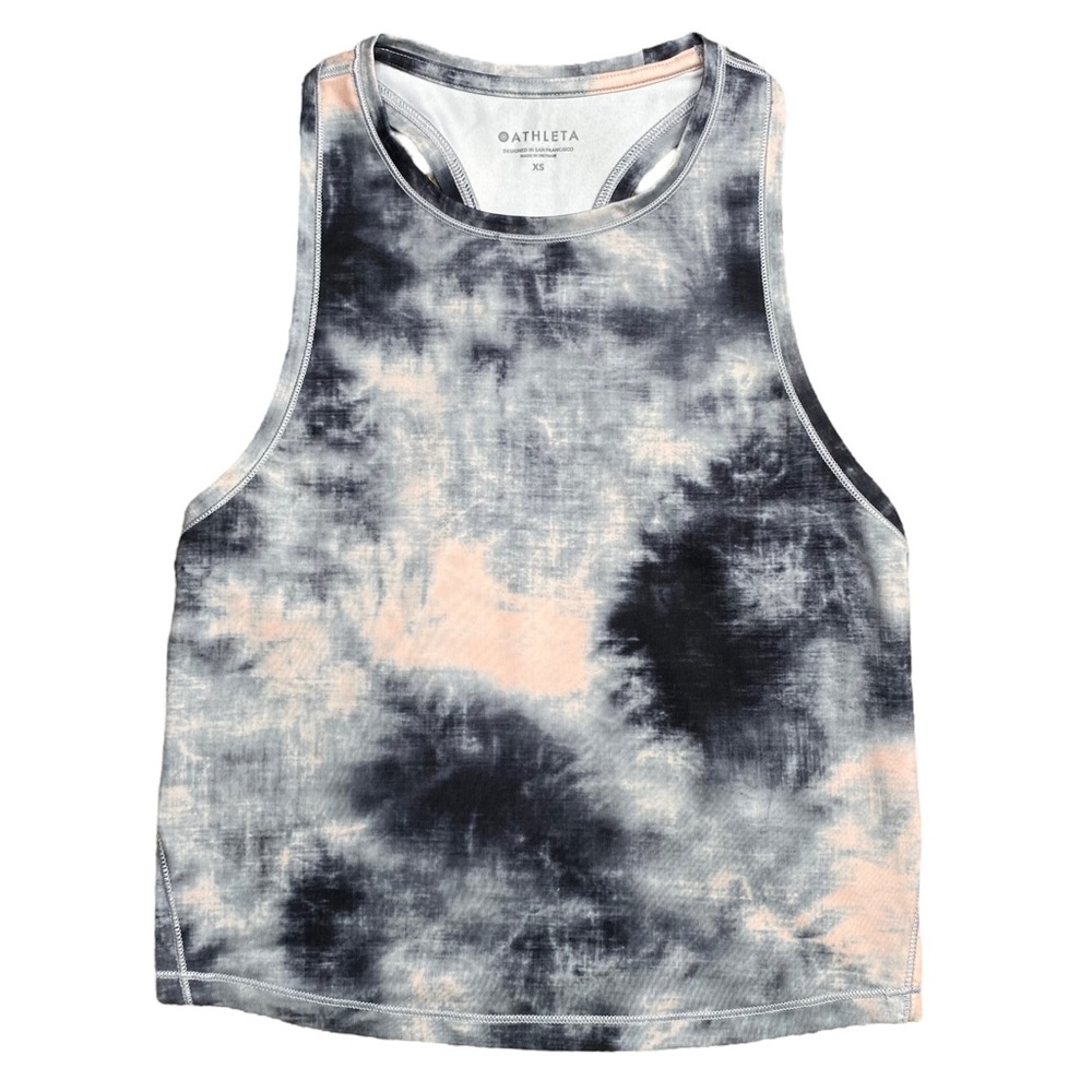 Athleta High Neck Racerback Athletic Tank Top Cotton Candy Swirl XS